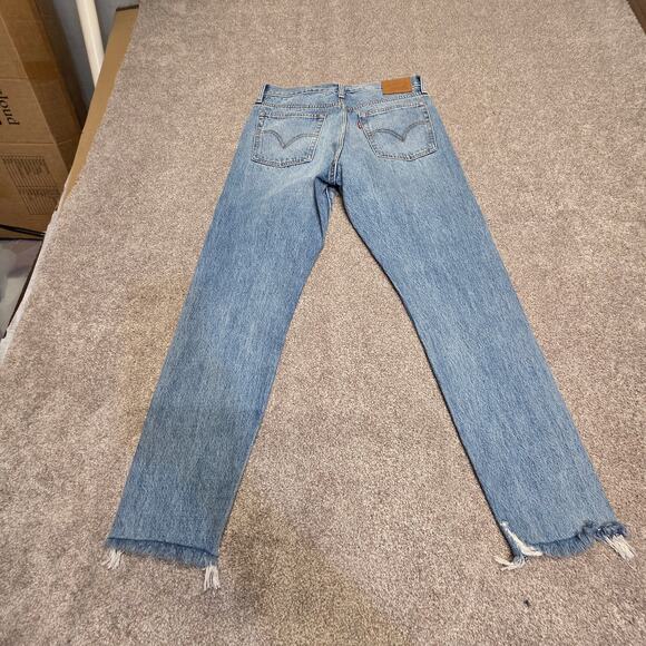 Vintage Frayed Hem Raw Premium Denim Straight Levi's Wedgie Jeans sz  28 - Picture 1 of 15